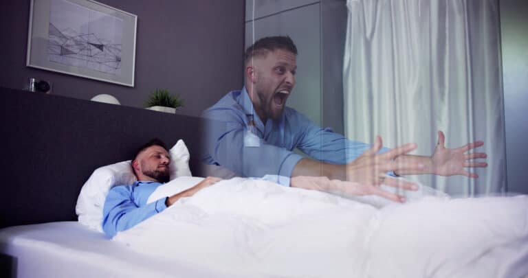 Man With Sleep Paralysis And Sleepwalking At Night