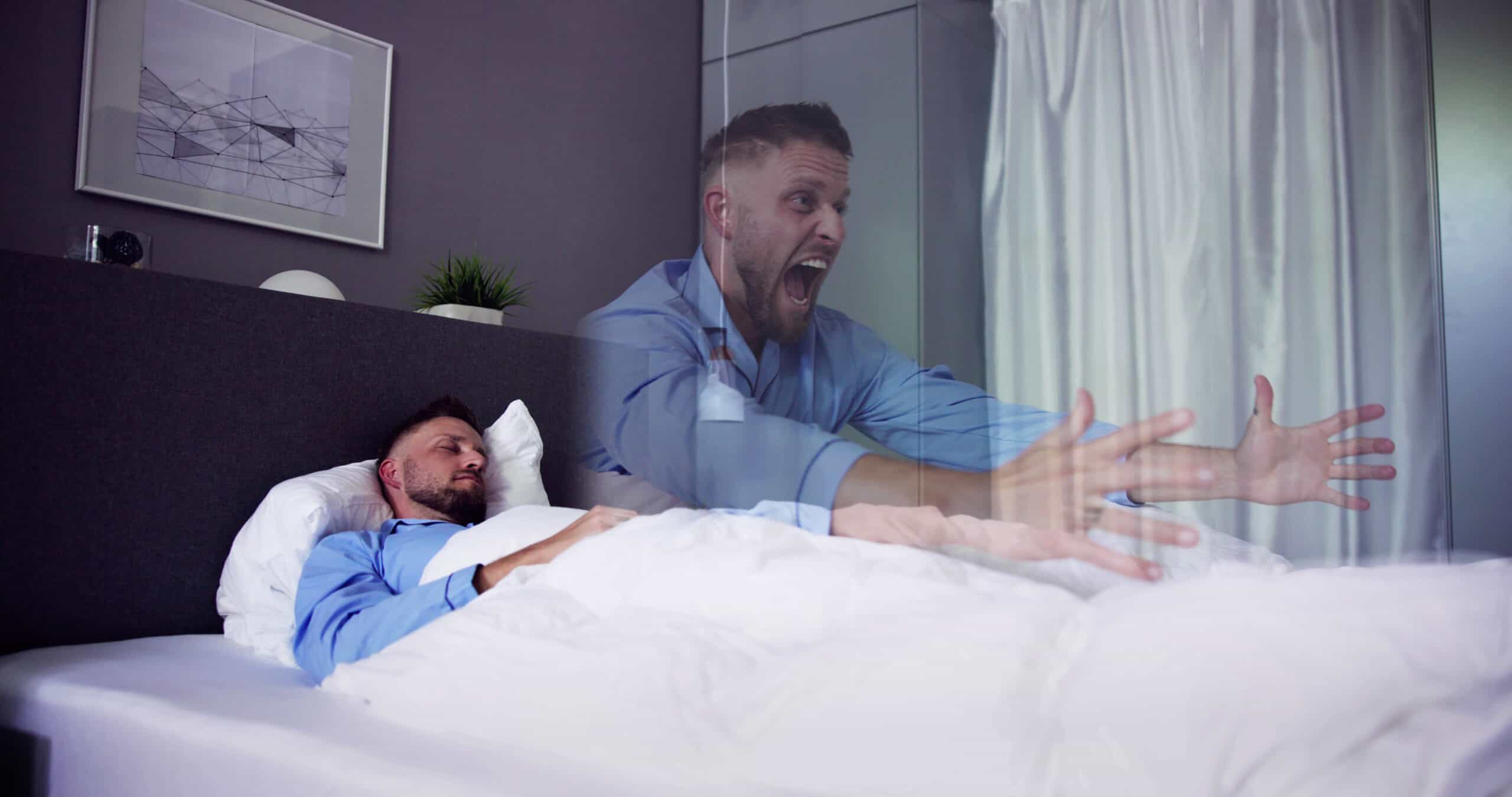 Man With Sleep Paralysis And Sleepwalking At Night